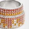 Anel grande com pavé em prata de lei e cristais Anel grande com pavé em prata de lei e cristais