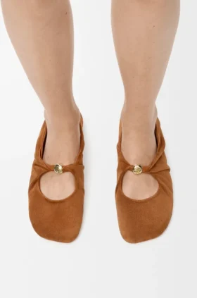 Bailarina «Pebble Soft» em pele de cabra camurçada