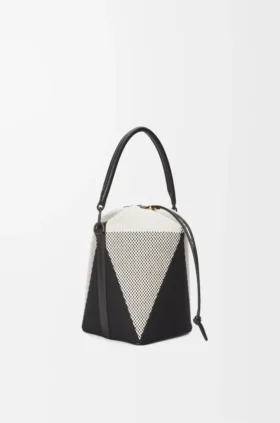 Balde «Treasure Bako» em jacquard de lona e pele de bezerro