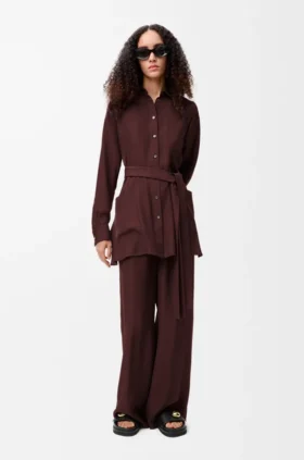 Blusa com cinto em seda