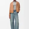 Blusa tipo pijama em pele de borrego napa Blusa tipo pijama em pele de borrego napa