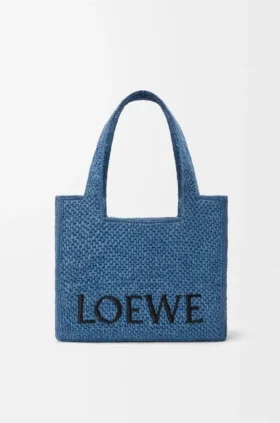 Bolsa Loewe Font Tote de tamanho médio em ráfia