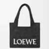 Bolsa Loewe Font Tote de tamanho médio em ráfia Bolsa Loewe Font Tote de tamanho médio em ráfia