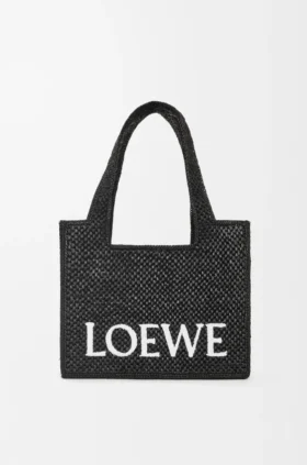 Bolsa Loewe Font Tote de tamanho médio em ráfia