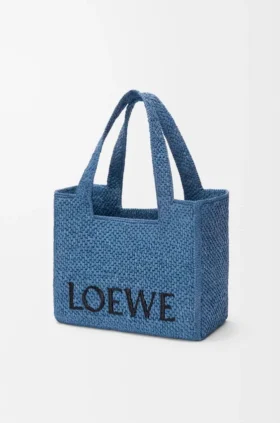 Bolsa Loewe Font Tote de tamanho médio em ráfia