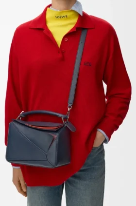 Bolsa pequena «Puzzle» em camadas, em pele de bezerro clássica