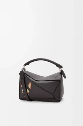 Bolsa pequena Puzzle «Futurist Cat» em pele de bezerro clássica