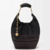 Bolsa Squeeze pequena em pele de bezerro Nappa tecida Bolsa Squeeze pequena em pele de bezerro Nappa tecida