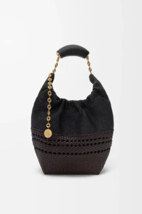 Bolsa Squeeze pequena em pele de bezerro Nappa tecida
