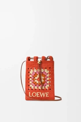 Bolso com cordão em pele de bezerro clássica e ráfia