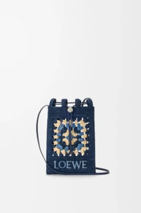 Bolso com cordão em pele de bezerro clássica e ráfia
