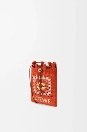 Bolso com cordão em pele de bezerro clássica e ráfia