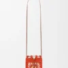 Bolso com cordão em pele de bezerro clássica e ráfia Bolso com cordão em pele de bezerro clássica e ráfia