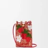 Bolso com cordão «Strawberry» em pele de bezerro clássica e ráfia Bolso com cordão «Strawberry» em pele de bezerro clássica e ráfia