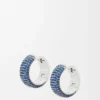 Brincos de argola com pavé em prata esterlina e cristais Brincos de argola com pavé em prata esterlina e cristais
