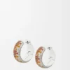 Brincos de argola com pavé em prata esterlina e cristais Brincos de argola com pavé em prata esterlina e cristais