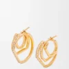 Brincos de argola em camadas em prata de lei e cristais Brincos de argola em camadas em prata de lei e cristais
