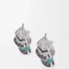 Brincos «Feather» em prata esterlina e cristais Brincos «Feather» em prata esterlina e cristais