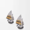 Brincos «Feather» em prata esterlina e cristais Brincos «Feather» em prata esterlina e cristais