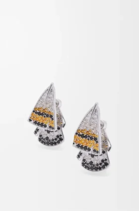 Brincos «Feather» em prata esterlina e cristais