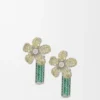 Brincos Flor em prata de lei e cristais Brincos Flor em prata de lei e cristais