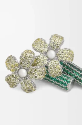 Brincos Flor em prata de lei e cristais
