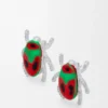 Brincos Scarabeo em prata esterlina, esmalte e cristal Brincos Scarabeo em prata esterlina, esmalte e cristal