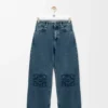 Calças de ganga largas Anagram em denim Calças de ganga largas Anagram em denim