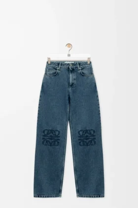 Calças de ganga largas Anagram em denim