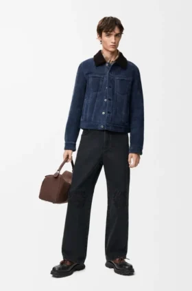 Calças de ganga largas Anagram em denim