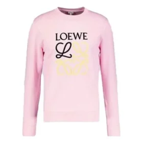 Camisa de manga comprida desportiva masculina loewe Anagram bordada, rosa e vermelha, H6109900Cr-7080