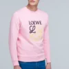 Camisa de manga comprida desportiva masculina loewe Anagram bordada, rosa e vermelha, H6109900Cr-7080