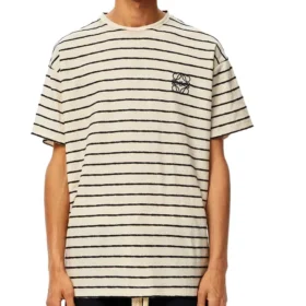 Camisa de manga curta branca com riscas loewe para homem H6109650Pc-2396