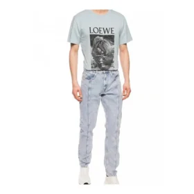 Camisa de manga curta em algodão estampado loewe Ken Heyman para homem, rosa e azul, H6109980Pc-6410