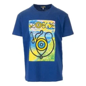 Camisa de manga curta masculina loewe com estampado de olhos, azul, H6109822Pc-5130