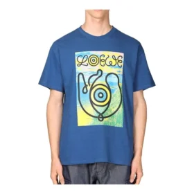 Camisa de manga curta masculina loewe com estampado de olhos, azul, H6109822Pc-5130