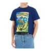 Camisa de manga curta masculina loewe com estampado de olhos, azul, H6109822Pc-5130