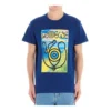 Camisa de manga curta masculina loewe com estampado de olhos, azul, H6109822Pc-5130