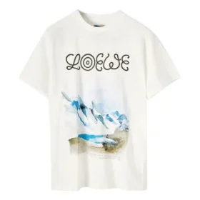 Camisa de manga curta masculina loewe com estampado «White Snow Mountain», branca, H6299983Pc-2100