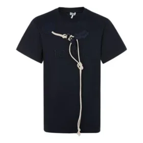 Camisa de manga curta masculina loewe em algodão com cordão, azul-marinho, modelo H6109031Si-5110