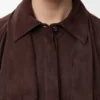 Camisa drapeada em pele de cabra camurçada Camisa drapeada em pele de cabra camurçada