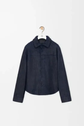 Camisa larga em pele de borrego napa