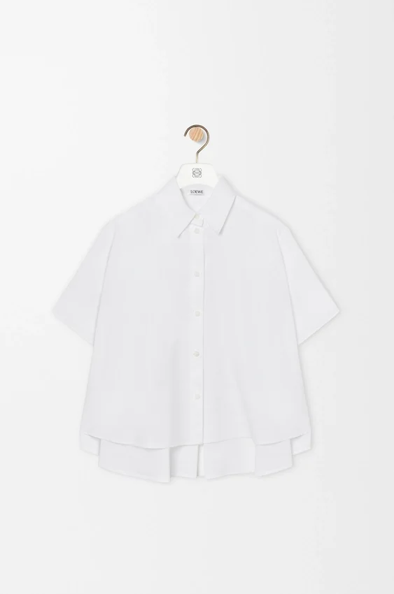 Camisas de manga curta com corte trapézio em algodão Camisas de manga curta com corte trapézio em algodão