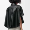 Camisas de manga curta com silhueta trapézio em pele de borrego napa Camisas de manga curta com silhueta trapézio em pele de borrego napa