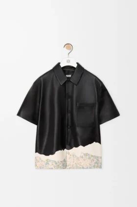 Camisas de manga curta em pele de borrego napa