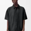 Camisas de manga curta em pele de borrego napa Camisas de manga curta em pele de borrego napa