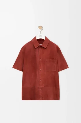 Camisas de manga curta em pele de cabra camurçada