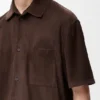 Camisas de manga curta em pele de cabra camurçada Camisas de manga curta em pele de cabra camurçada