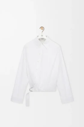 Camisas drapeadas em algodão