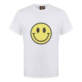 Camiseta de manga curta em algodão puro com estampado de rosto sorridente no peito da loewe para homem, branca, H616341X87-2100